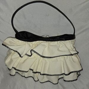Avon Elegant Black and Cream Ruffle Mini Bag